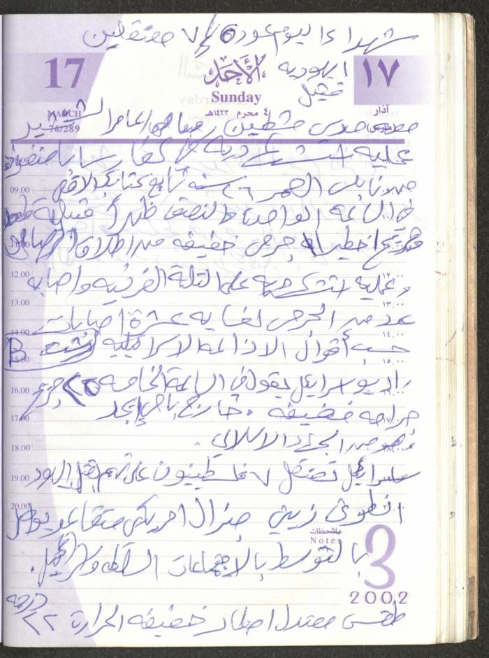 يوميات محمود خريشة، ذنابة- طولكرم، 2002 