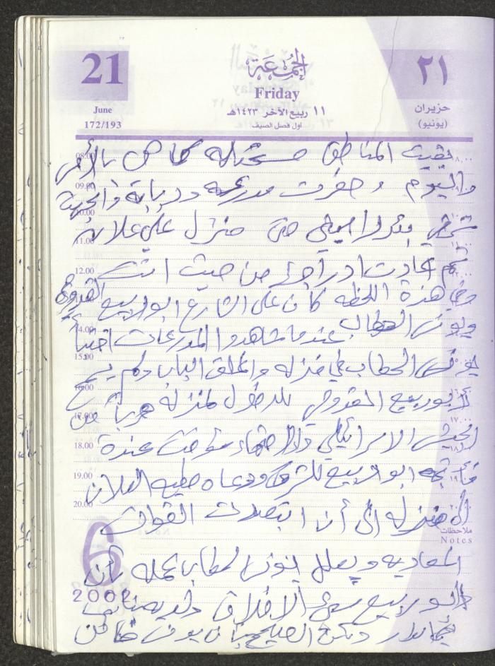 يوميات محمود خريشة، ذنابة- طولكرم، 2002 