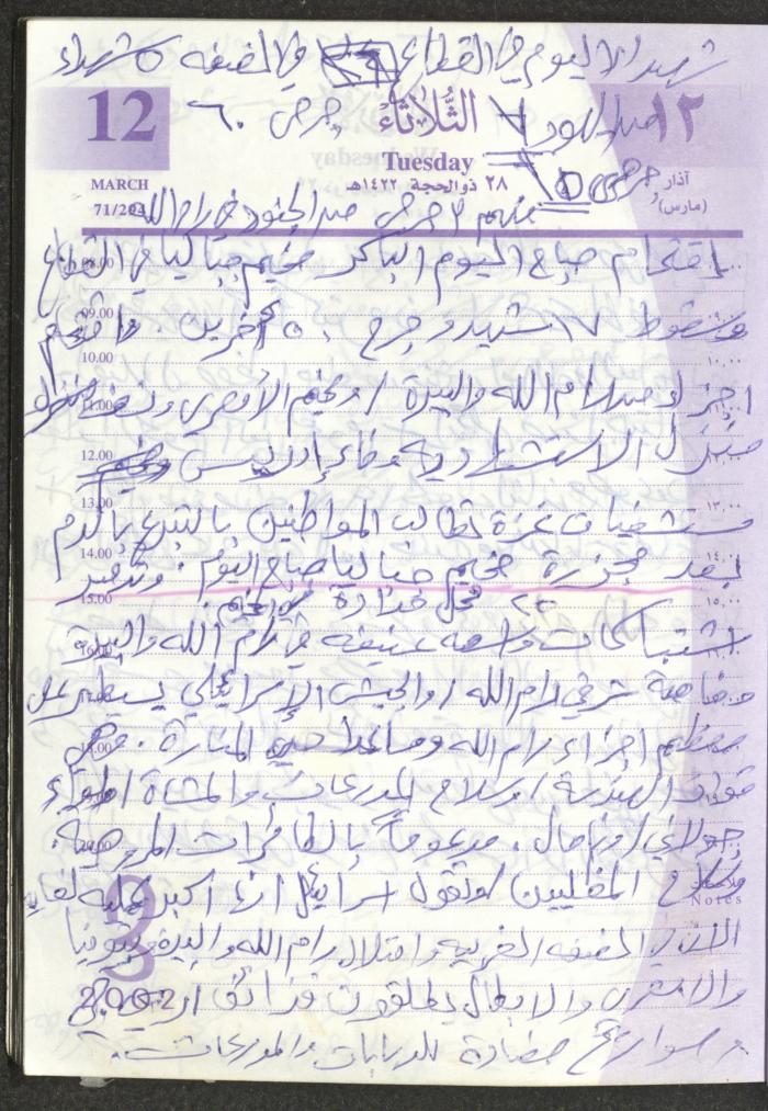 يوميات محمود خريشة، ذنابة- طولكرم، 2002 