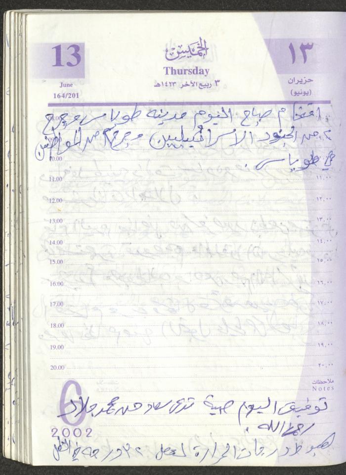 يوميات محمود خريشة، ذنابة- طولكرم، 2002 