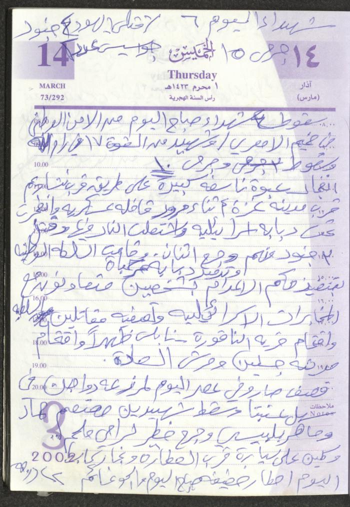 يوميات محمود خريشة، ذنابة- طولكرم، 2002 