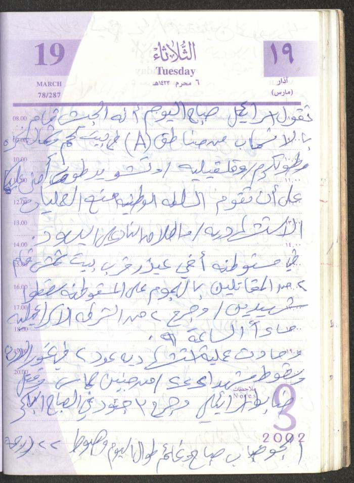 يوميات محمود خريشة، ذنابة- طولكرم، 2002 