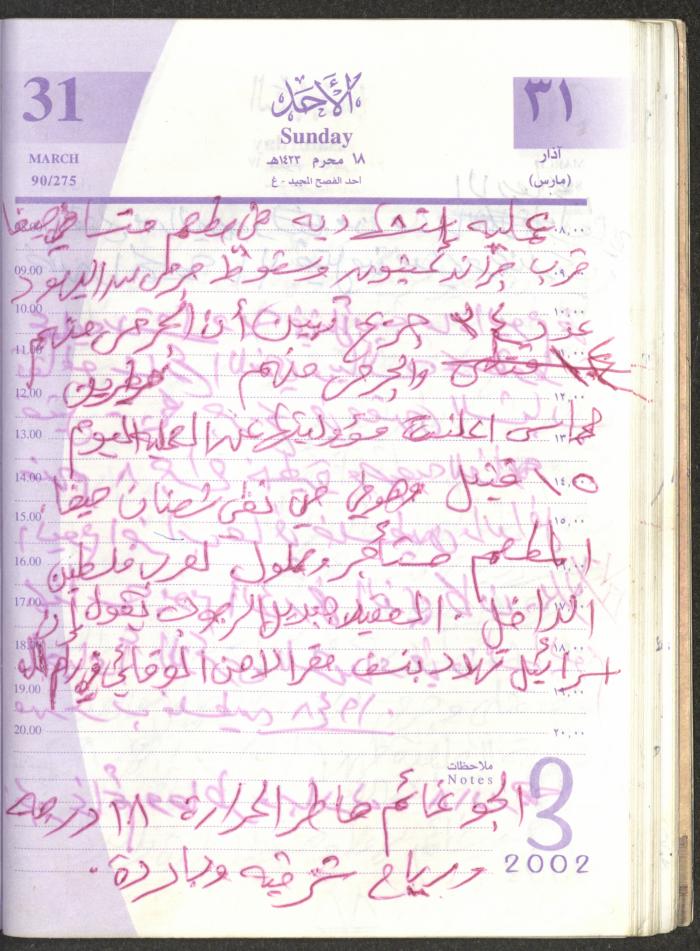 يوميات محمود خريشة، ذنابة- طولكرم، 2002 