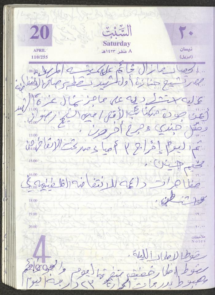 يوميات محمود خريشة، ذنابة- طولكرم، 2002 