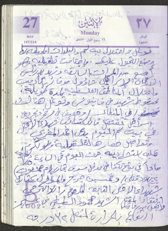 يوميات محمود خريشة، ذنابة- طولكرم، 2002 