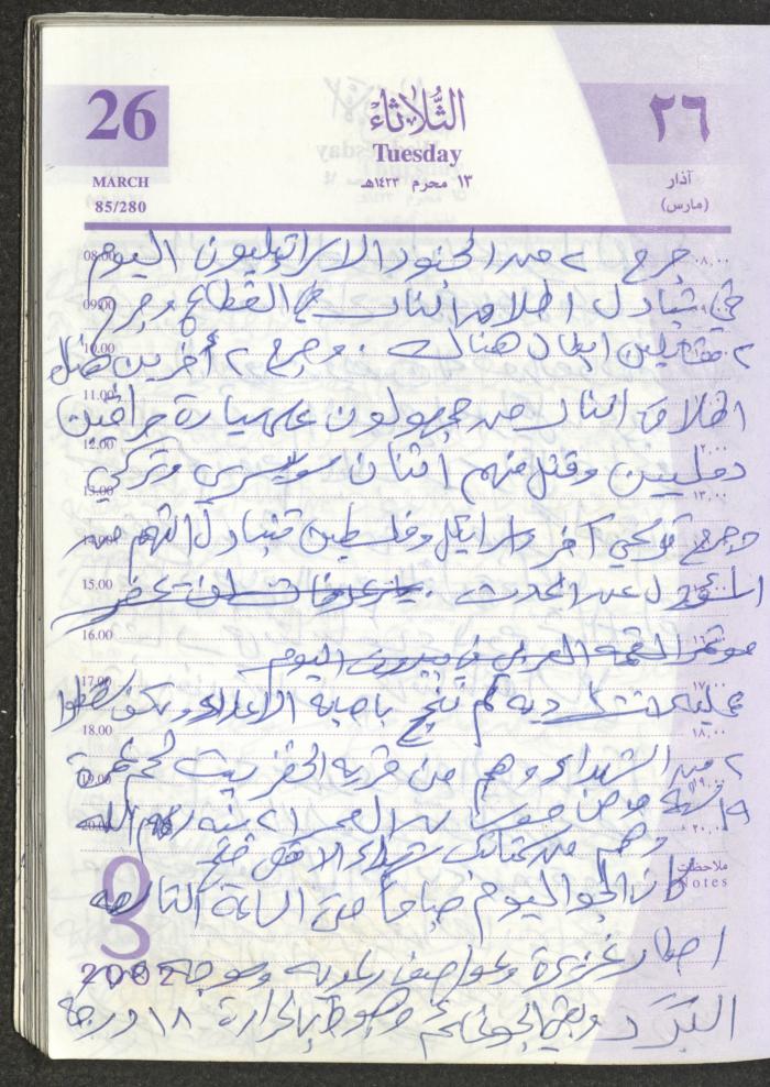 يوميات محمود خريشة، ذنابة- طولكرم، 2002 