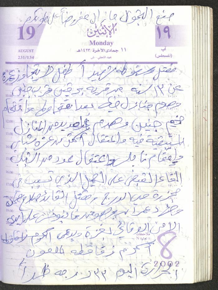 يوميات محمود خريشة، ذنابة- طولكرم، 2002 
