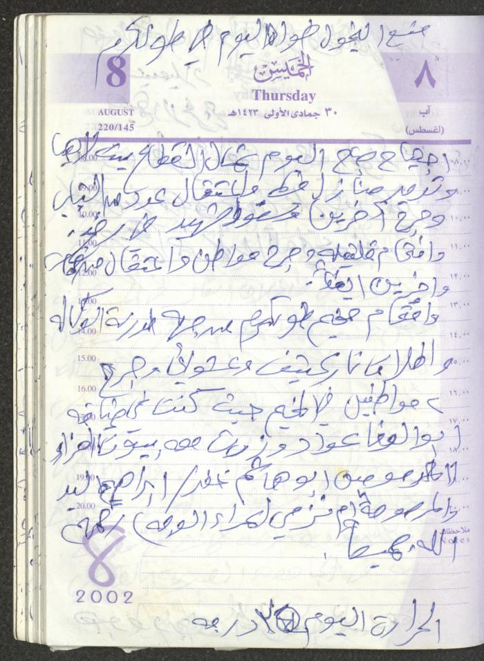 يوميات محمود خريشة، ذنابة- طولكرم، 2002 