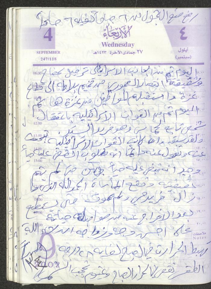 يوميات محمود خريشة، ذنابة- طولكرم، 2002 