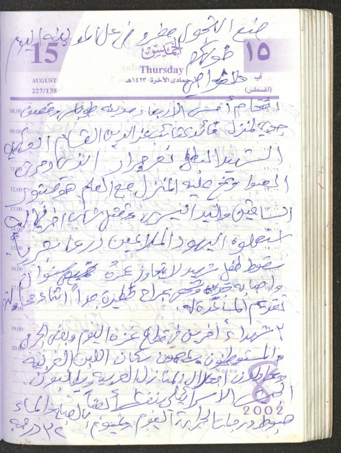يوميات محمود خريشة، ذنابة- طولكرم، 2002 