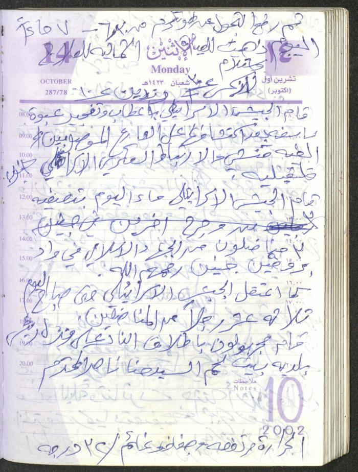 يوميات محمود خريشة، ذنابة- طولكرم، 2002 