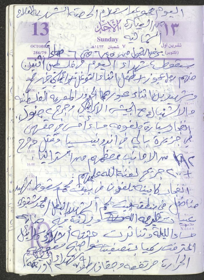 يوميات محمود خريشة، ذنابة- طولكرم، 2002 