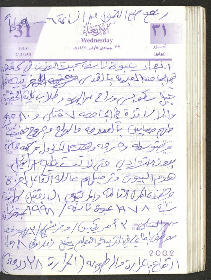 يوميات محمود خريشة، ذنابة- طولكرم، 2002 