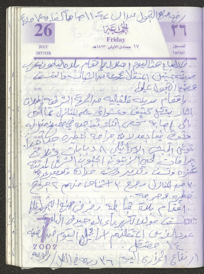 يوميات محمود خريشة، ذنابة- طولكرم، 2002 