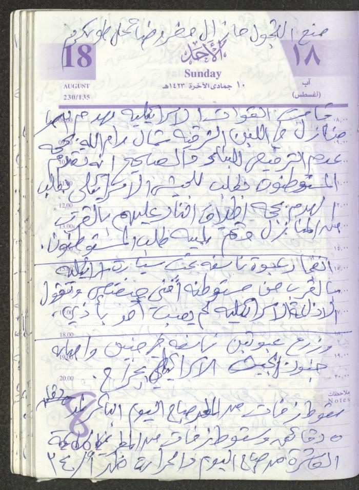 يوميات محمود خريشة، ذنابة- طولكرم، 2002 