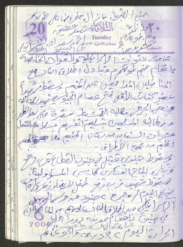 يوميات محمود خريشة، ذنابة- طولكرم، 2002 