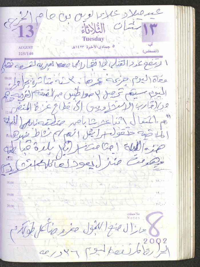 يوميات محمود خريشة، ذنابة- طولكرم، 2002 