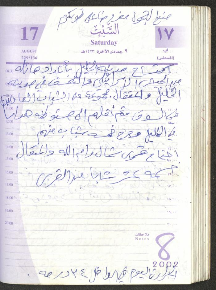 يوميات محمود خريشة، ذنابة- طولكرم، 2002 