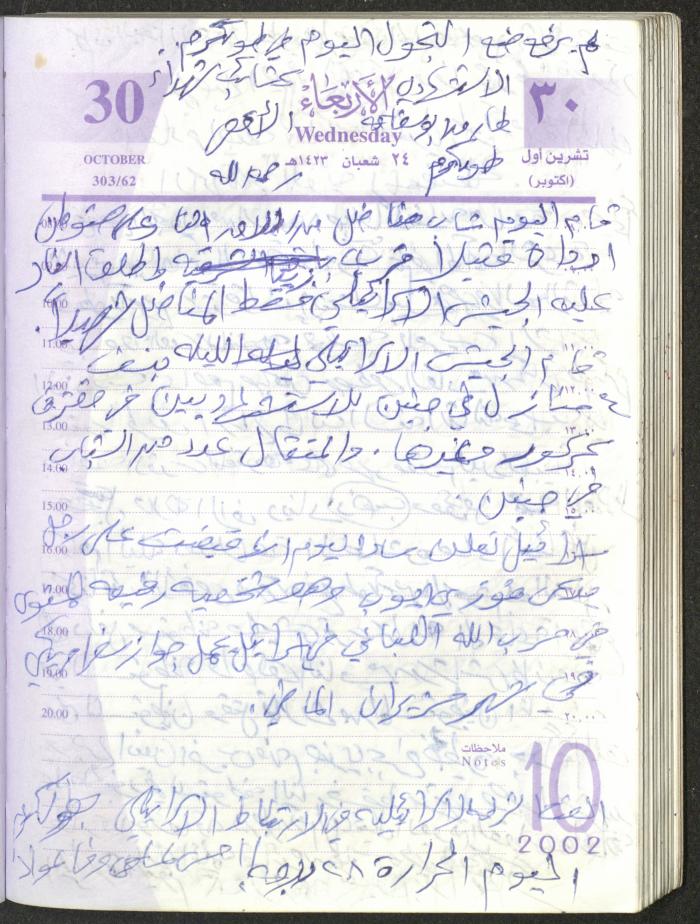 يوميات محمود خريشة، ذنابة- طولكرم، 2002 