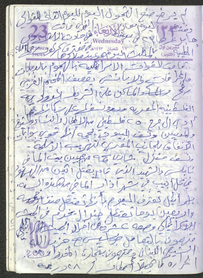 يوميات محمود خريشة، ذنابة- طولكرم، 2002 