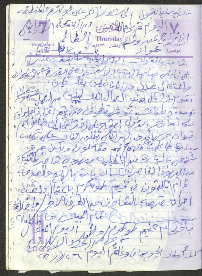 يوميات محمود خريشة، ذنابة- طولكرم، 2002 