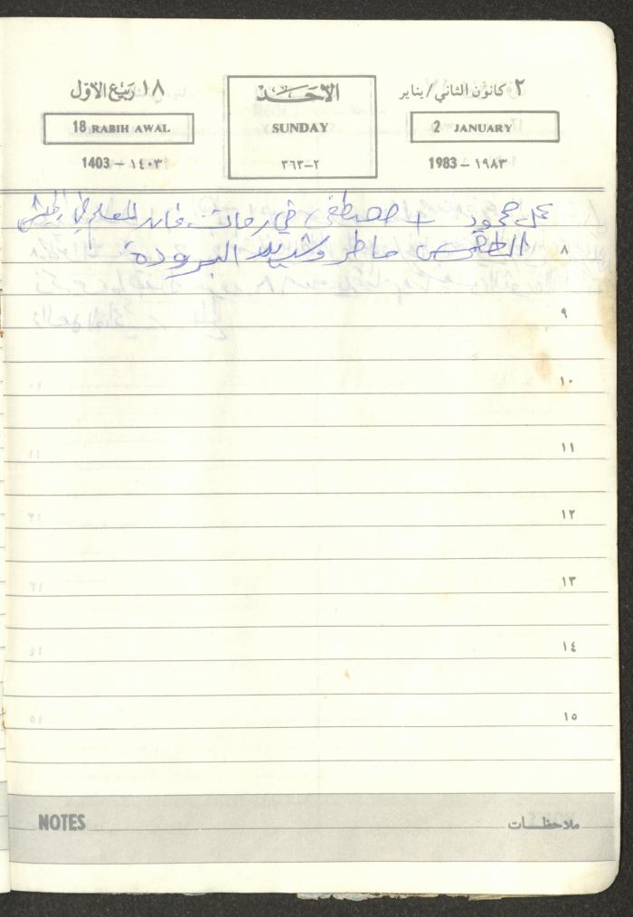 Mahmoud Khreisheh Diaries, Thinnaba- Tulkarm, 1983
