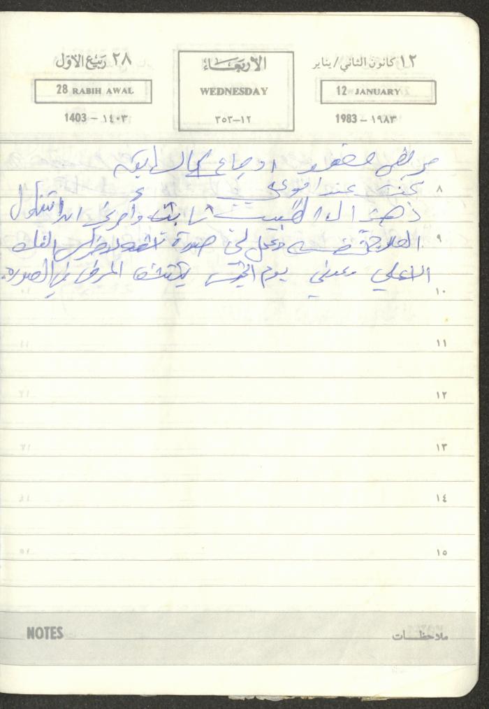 Mahmoud Khreisheh Diaries, Thinnaba- Tulkarm, 1983
