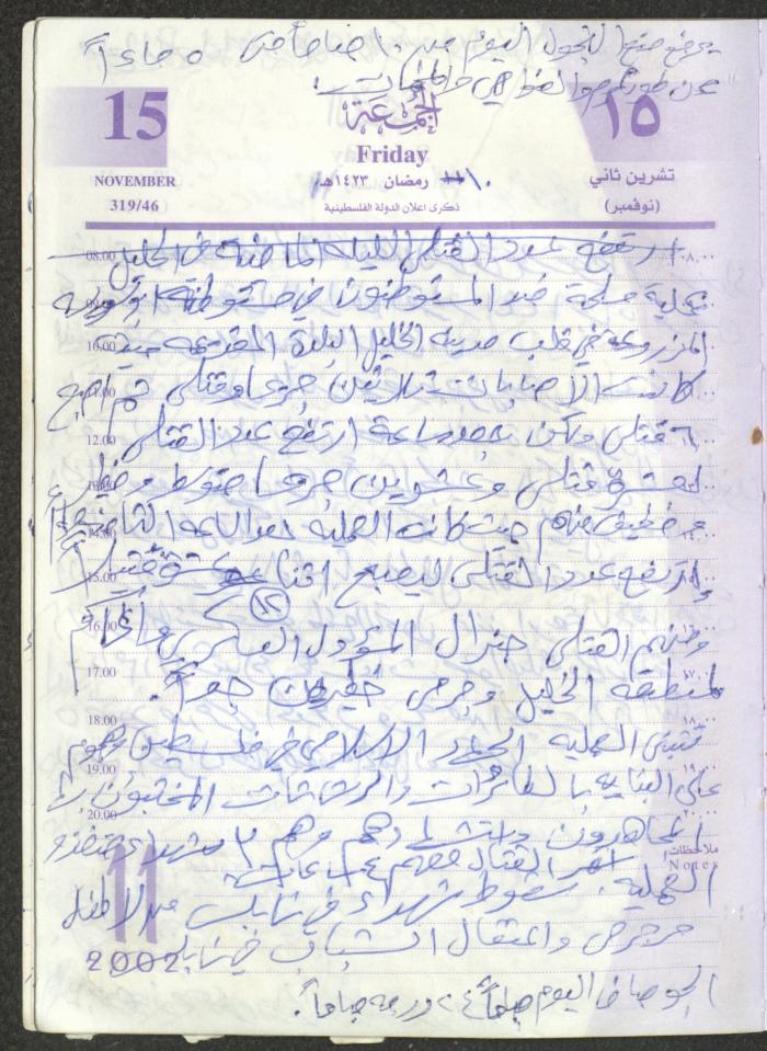 يوميات محمود خريشة، ذنابة- طولكرم، 2002 