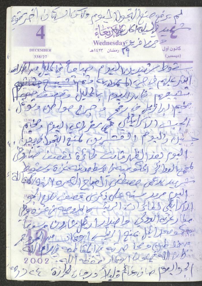 يوميات محمود خريشة، ذنابة- طولكرم، 2002 