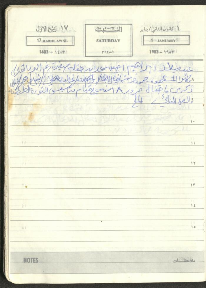 Mahmoud Khreisheh Diaries, Thinnaba- Tulkarm, 1983