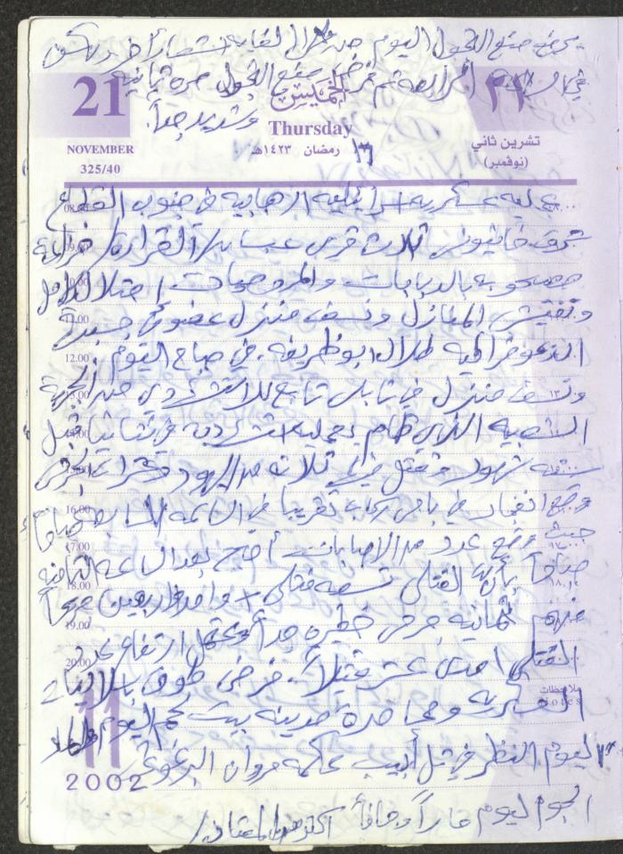 يوميات محمود خريشة، ذنابة- طولكرم، 2002 
