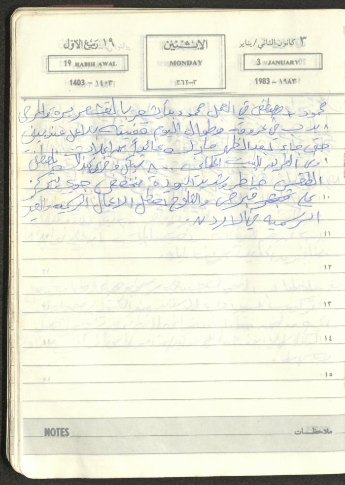 Mahmoud Khreisheh Diaries, Thinnaba- Tulkarm, 1983