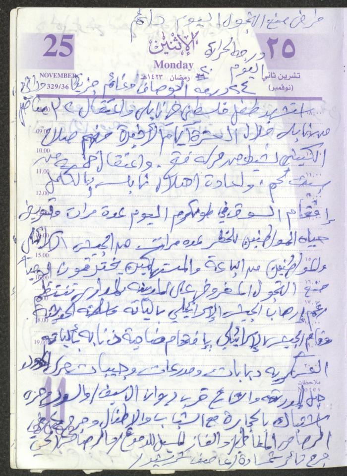 يوميات محمود خريشة، ذنابة- طولكرم، 2002 