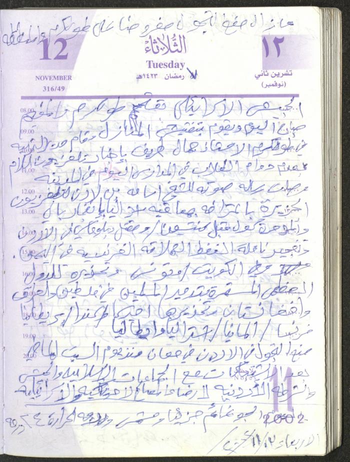 يوميات محمود خريشة، ذنابة- طولكرم، 2002 