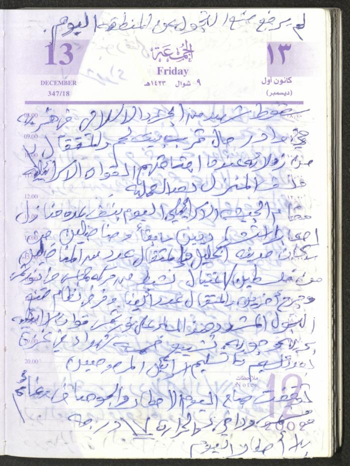 يوميات محمود خريشة، ذنابة- طولكرم، 2002 
