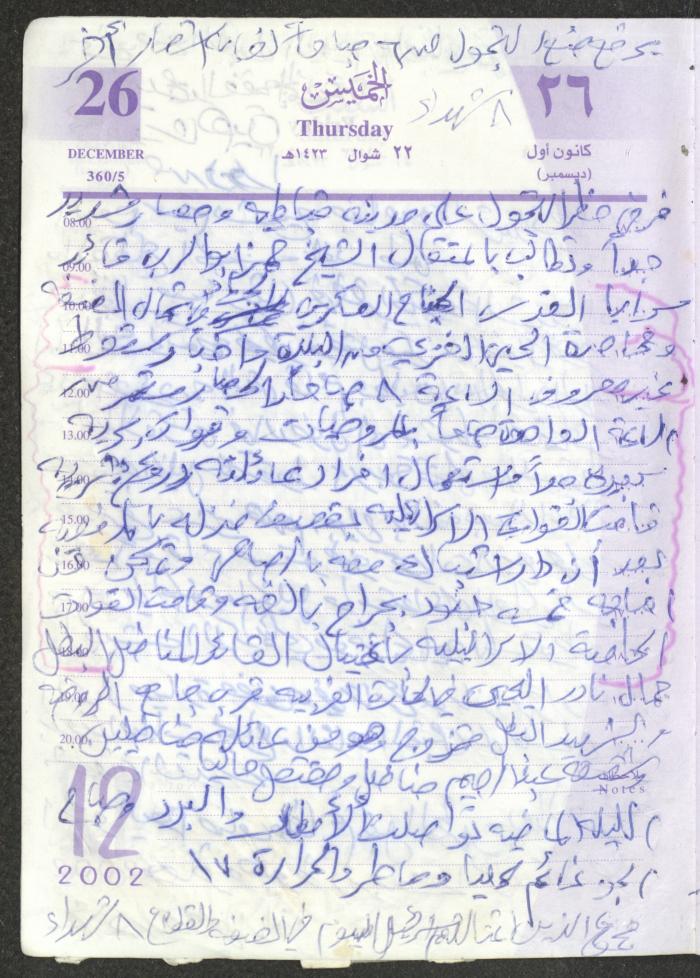 يوميات محمود خريشة، ذنابة- طولكرم، 2002 