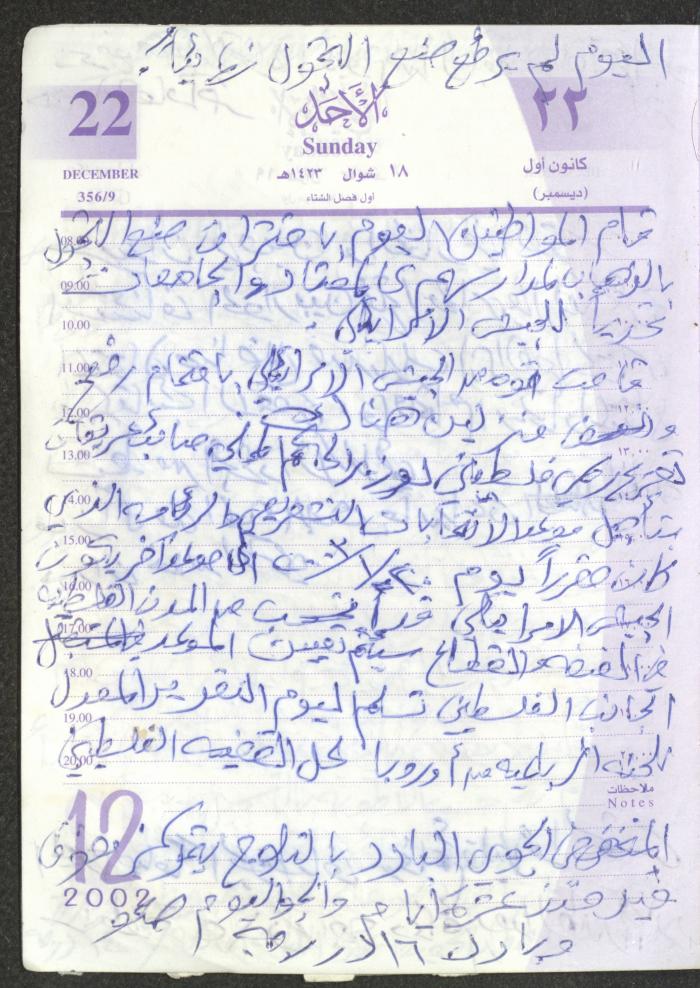 يوميات محمود خريشة، ذنابة- طولكرم، 2002 