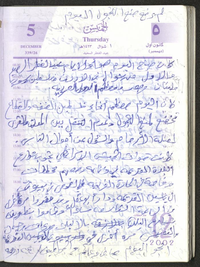 يوميات محمود خريشة، ذنابة- طولكرم، 2002 