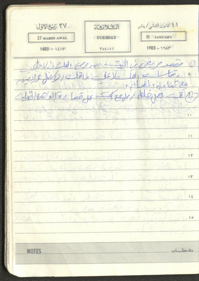 Mahmoud Khreisheh Diaries, Thinnaba- Tulkarm, 1983
