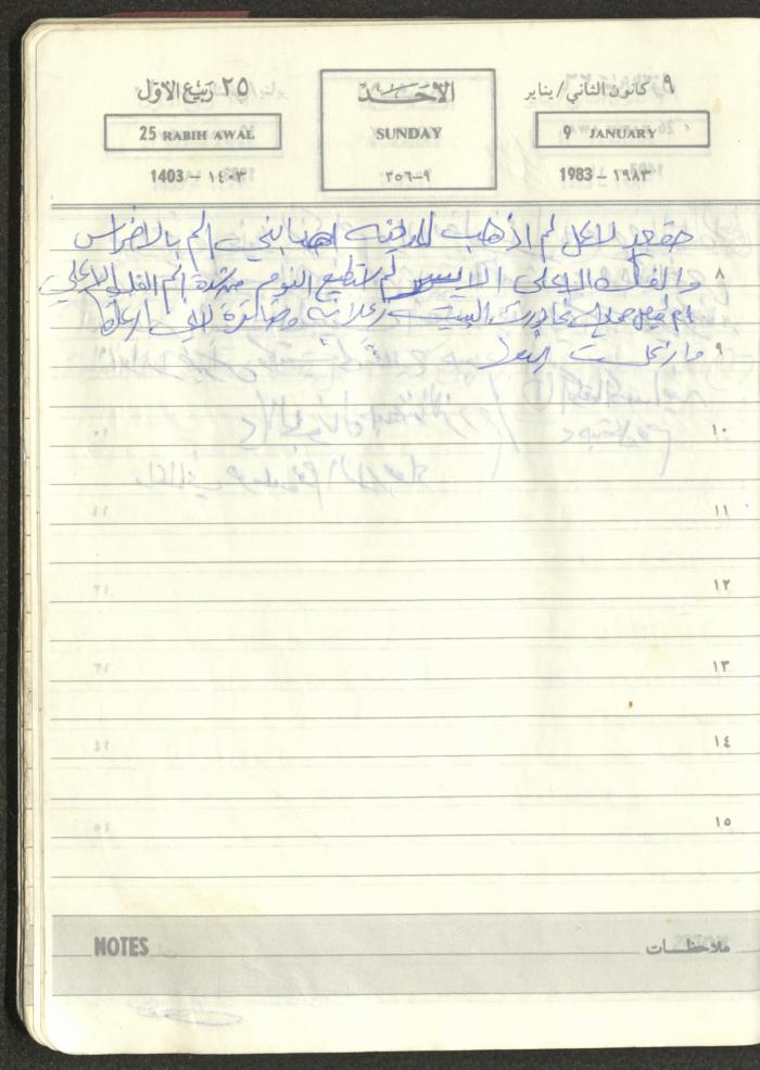 Mahmoud Khreisheh Diaries, Thinnaba- Tulkarm, 1983