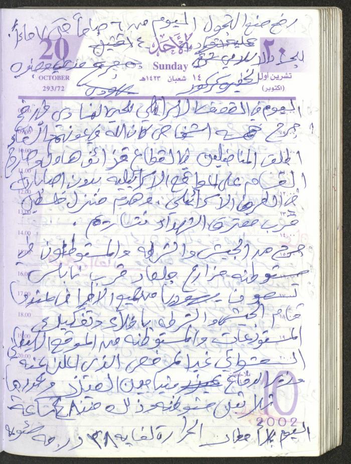 يوميات محمود خريشة، ذنابة- طولكرم، 2002 