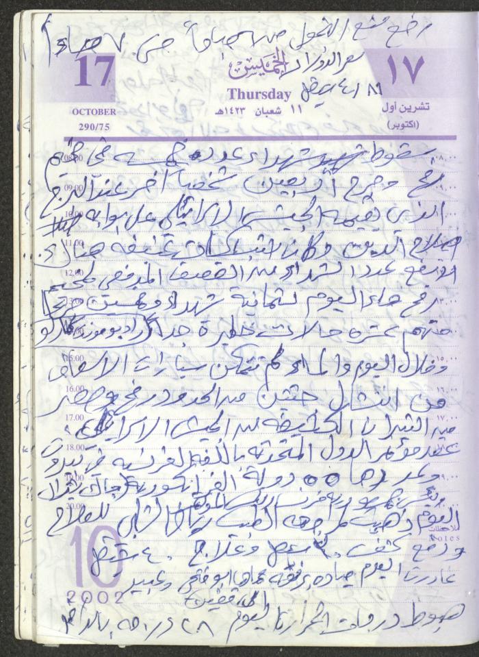يوميات محمود خريشة، ذنابة- طولكرم، 2002 