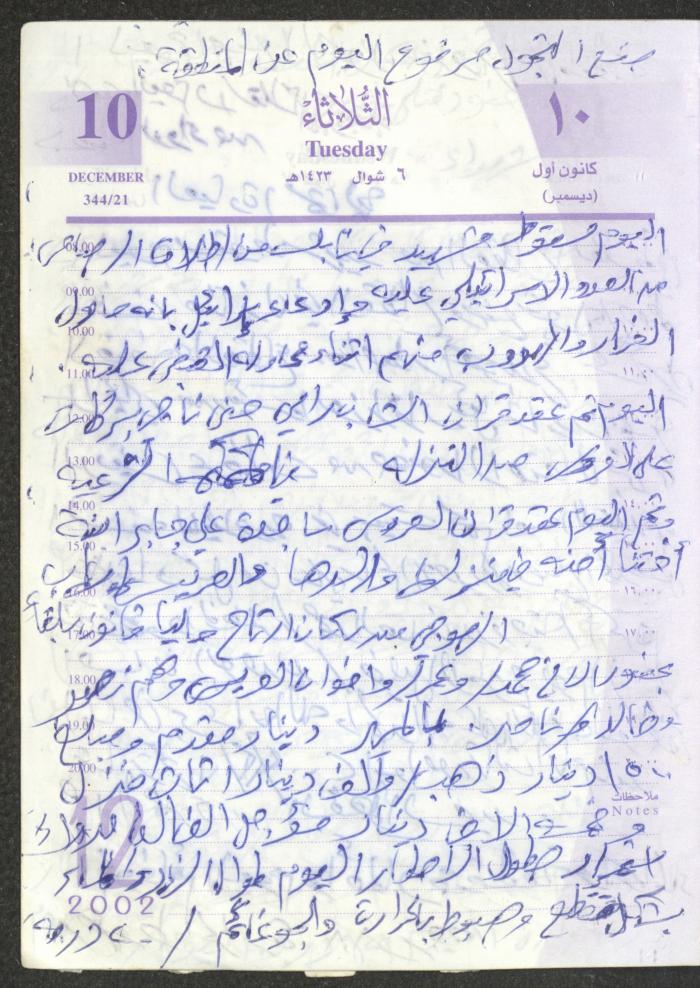 يوميات محمود خريشة، ذنابة- طولكرم، 2002 