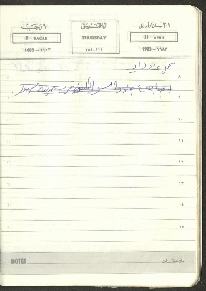 Mahmoud Khreisheh Diaries, Thinnaba- Tulkarm, 1983