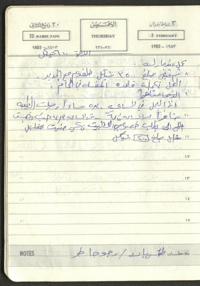 Mahmoud Khreisheh Diaries, Thinnaba- Tulkarm, 1983