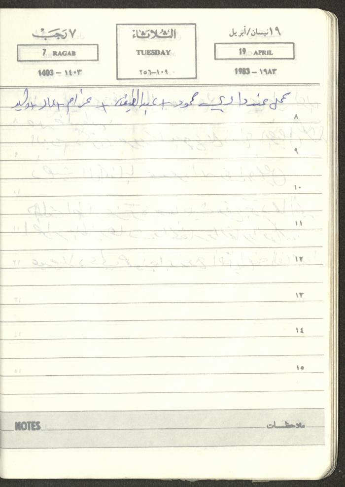 Mahmoud Khreisheh Diaries, Thinnaba- Tulkarm, 1983