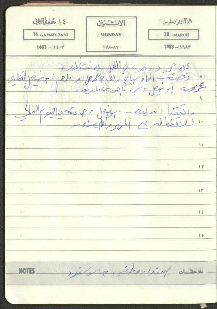 Mahmoud Khreisheh Diaries, Thinnaba- Tulkarm, 1983