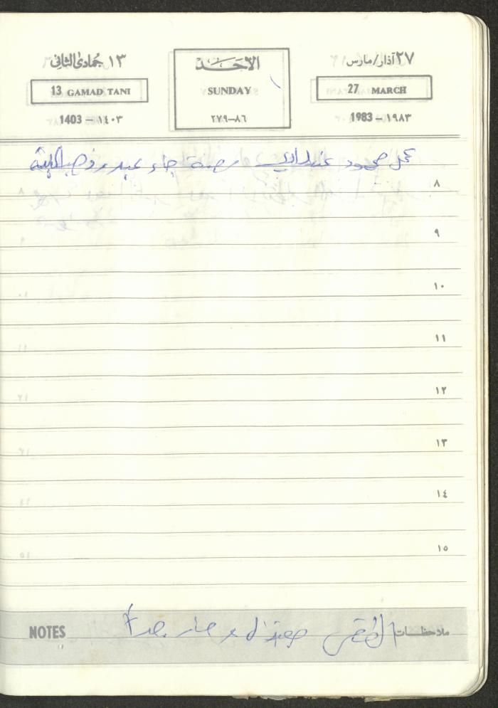 Mahmoud Khreisheh Diaries, Thinnaba- Tulkarm, 1983