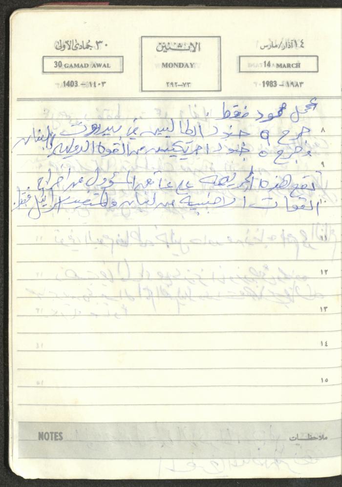 Mahmoud Khreisheh Diaries, Thinnaba- Tulkarm, 1983