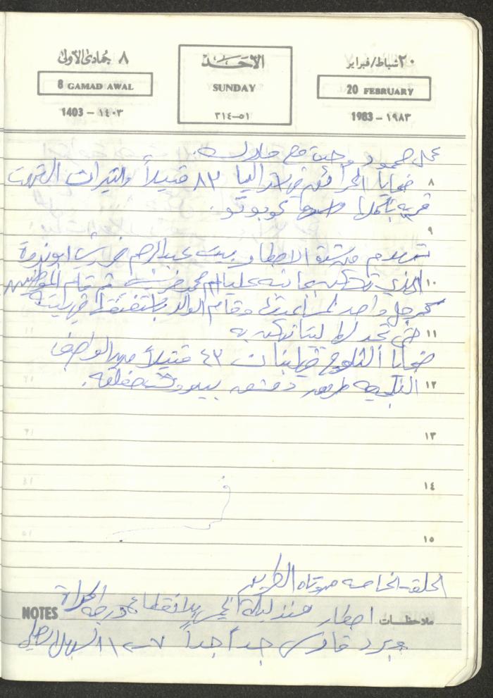 Mahmoud Khreisheh Diaries, Thinnaba- Tulkarm, 1983